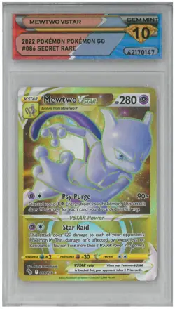 2022 Pokemon Go MEWTWO VSTAR #086/078 Secret Rare 💎 DSG 10 Gem Mint - Image 1