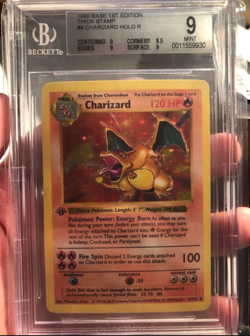 1999 Pokemon Base Set 1st Edition Shadowless Holo Charizard #4/102 BGS 9 Mint - Image 3