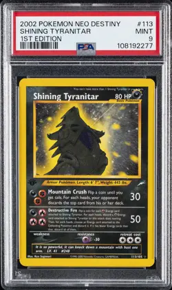 2002 POKEMON NEO DESTINY 1ST ED #113 SHINING TYRANITAR PSA 9 - Image 1