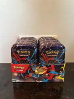 Lot 10 Sealed Mini Tins Pokemon TCG Mega Evolution Mega Heroes w/ Display Box - Image 1