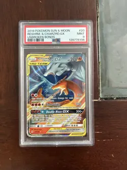 Pokemon TCG Reshiram & Charizard GX Ultra Rare Card 20/214 Unbroken Bonds PSA 9 - Image 1