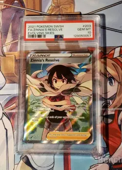 Zinnia's Resolve 203/203 Ultra Rare Evolving Skies Pokemon Card PSA 10 - Image 1