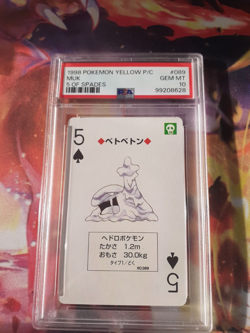 POP 2 1998 Pokemon Pikachu Yellow Deck Muk 5 of Spades Poker Playing Card PSA 10 - Image 1