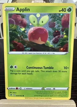 Applin 020/192 - Pokemon TCG Rebel Clash Promo Card Holo Foil - Near Mint - Image 1