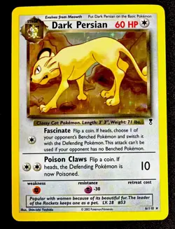 Dark Persian 6/110 NM Holo Legendary Collection WOTC Near Mint Pokemon Card - Image 1