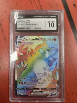 Charizard VMAX Rainbow Holo Card 74/73 Champions Path Secret Rare CGC 10 - Image 1
