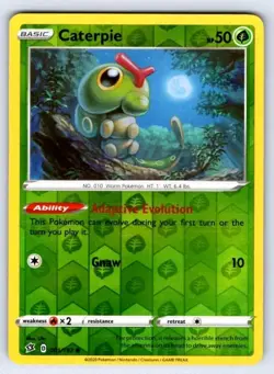 Pokemon TCG Caterpie Common Rebel Clash Reverse Holo 001/192 - Image 1