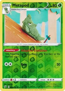 Pokemon - Metapod - 002/192 - Uncommon - Reverse Holo - Sword & Shield - Rebel C - Image 1