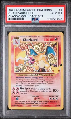 2021 Pokemon Celebrations Charizard Holo #4, graded PSA 10 GEM MINT Classic Base - Image 1