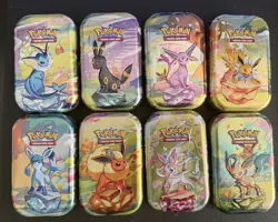 EMPTY Pokemon Prismatic Evolutions Mini Tins Opened No Packs Full Set Of 8 - Image 2