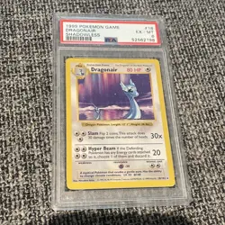 1999 Pokemon Base Set Shadowless #18 Dragonair Rare PSA 6 - Image 1