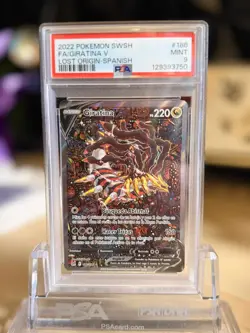 PSA 9 MINT 2022 Giratina Full Art Lost Origin 186/196 Spanish Pokemon Card Kanda - Image 1