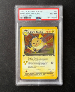 83/82 Dark Raichu 1st Edition PSA 8 Holo Team Rocket Base Pokemon Card WOTC - Image 1