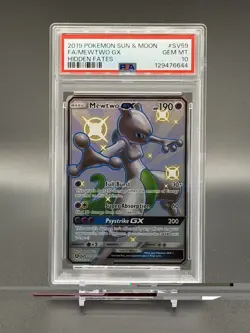 2019 Pokemon Sun & Moon Hidden Fates MEWTWO GX Full Art SV59/SV94 PSA 10 - Image 1