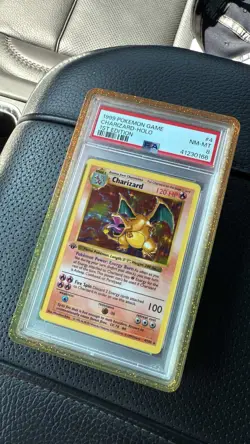PSA 8 CHARIZARD 1999 POKEMON 1ST EDITION THICK STAMP SHADOWLESS #4 HOLO NM-MINT - Image 3
