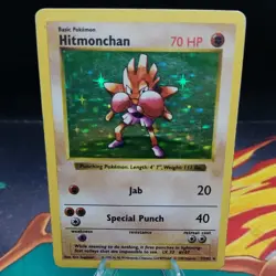 Hitmonchan 7/102 Shadowless Lightly Played Holo Rare Base Set 1999 Pokemon Card - Image 1