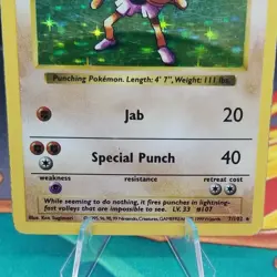 Hitmonchan 7/102 Shadowless Lightly Played Holo Rare Base Set 1999 Pokemon Card - Image 3