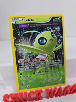 Celebi XY93 Black Star Promo Full Art Cosmos Holo Pokemon Card LP - Image 2