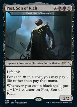 MTG Post, Son of Rich - K'rrik, Son of Yawgmoth, Light Play, English Secret Lair - Image 1