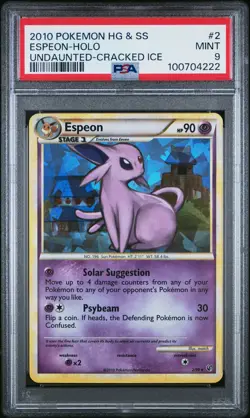 2010 POKEMON HEARTGOLD & SOULSILVER UNDAUNTED CRACKED ICE #2 ESPEON-HOLO PSA 9 - Image 1