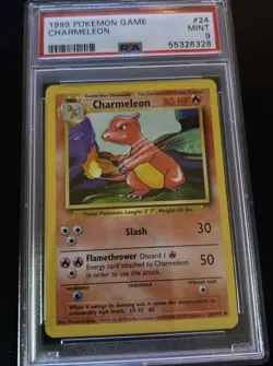 1999 POKEMON GAME BASE SET UNLIMITED 24 CHARMELEON PSA 9 MINT - Image 1