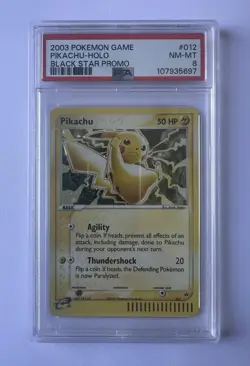 2003 Pokemon Game Pikachu 012 Black Star Promo Holo Pokemon PSA 8 NM - Image 1