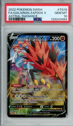 Pokemon PSA 10 Galarian Zapdos V TG19/TG30 Astral Radiance - Image 1