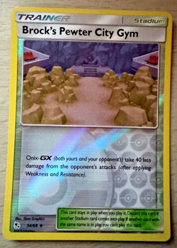 Pokemon TCG Brock's Pewter City Gym 54/68 Hidden Fates Reverse Holo Trainer Card - Image 1
