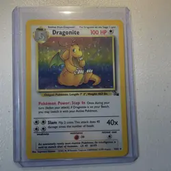 Pokemon TCG Dragonite Fossil Holo Unlimited Rare Card 4/62 LP Vintage - Image 1