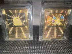 Pokemon Celebrations Gold Metal Charizard & Pikachu Cards 25th Anniversary - Image 1
