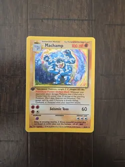 1st Edition Machamp 8/102 Base Set Holo Rare Vintage 1999 Pokemon Card LP - Image 1
