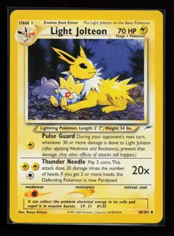 Light Jolteon 048/105 Uncommon Neo Destiny Pokemon Card - Image 1