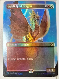 Adult Gold Dragon - FOIL Borderless - Adventures - Magic the Gathering MTG Nice! - Image 1