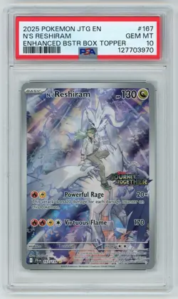 2025 Pokemon Journey Together Stamped N's Reshiram Promo #167 PSA 10 - Image 1