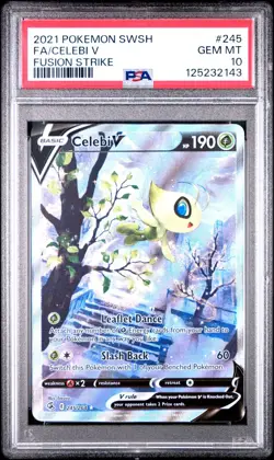 2021 POKEMON SWORD & SHIELD FUSION STRIKE 245 FULL ART/CELEBI V PSA 10 GEM MT - Image 1