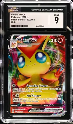 NEW Pokemon - Victini VMAX 022/163 Swsh05: Battle Styles Holo- CGC 9 MINT - Image 1