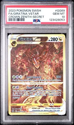 2023 POKEMON SWORD & SHIELD CROWN ZENITH GOLD ALT ART GIRATINA VSTAR GG69 PSA 10 - Image 1