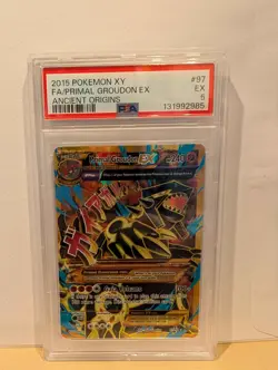 2015 POKEMON XY ANCIENT ORIGINS #97 FULL ART/PRIMAL GROUDON EX PSA 5 - Image 1