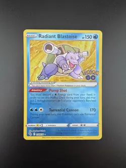 💥 Pokemon TCG Radiant Blastoise Holo Card Pokemon Go 018/078 2022 - Image 3