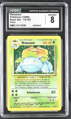 CGC 8 Venusaur 1999 Base Set 15/102 Holo Pokemon Card - Image 1