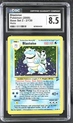 CGC 8.5 Blastoise 2000 Base Set 2 2/130 Holo Pokemon Card - Image 1