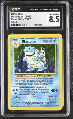 CGC 8.5 Blastoise 1999 Base Set 2/102 Holo Pokemon Card - Image 1
