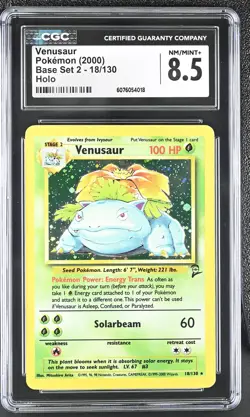 CGC 8.5 Venusaur 2000 Base Set 2 18/130 Holo Pokemon Card - Image 1