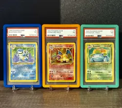 1999 Pokemon base set Charizard Blastoise Venusaur Holos graded PSA 7 - Image 1