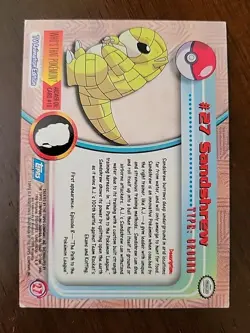 Pokemon - Sandshrew #27 Holo Foil - Topps TV Animation Blue Logo MP - Image 2