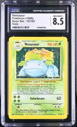 Venusaur 1999 Pokemon Base Set CGC 8.5 #15 - Image 1