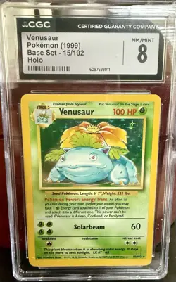 Venusaur Base Set Unlimited Holo (1999) 15/102 GRADED CGC 8 Pokemon TCG - Image 1