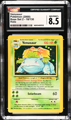 2000 Pokemon Venusaur Base Set 2 Holo 18/130 CGC 8.5 - Image 1