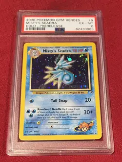 2000 Pokemon Gym Heroes Misty's Seadra 9/132 ,Holo-prerelease PSA 6, EX-MT. - Image 1