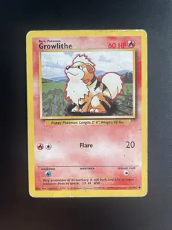 Growlithe Base Set WOTC Pokemon Card 28/102 4TH PRINT 1999 - 2000 PLAYED - Image 1